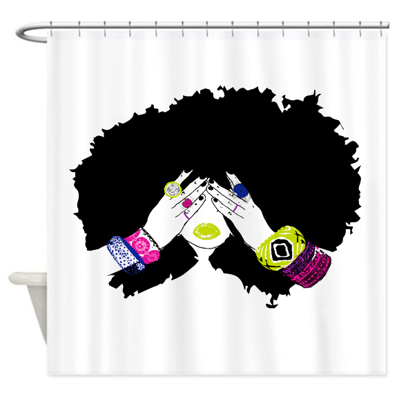 Afro Hair Shower Curtain At, Afro Hair Shower Curtains