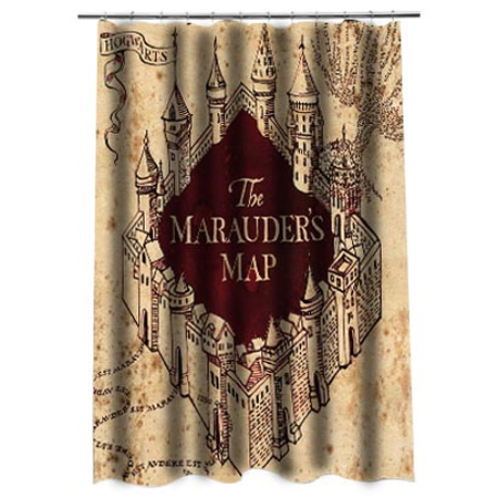 The Marauders Map Shower Curtain At, Gold Map Shower Curtain