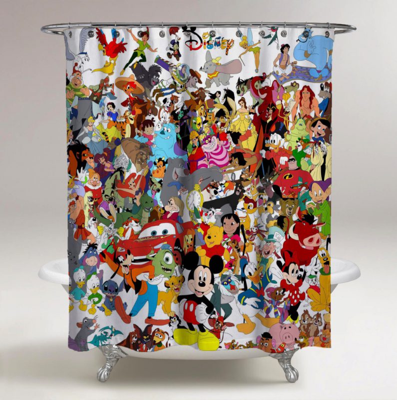 Disney All Character Mash Up Shower Curtains (AT) myshowercurtains