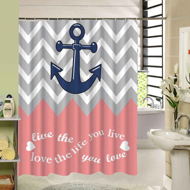 Stripe Anchor Shower Curtain AT