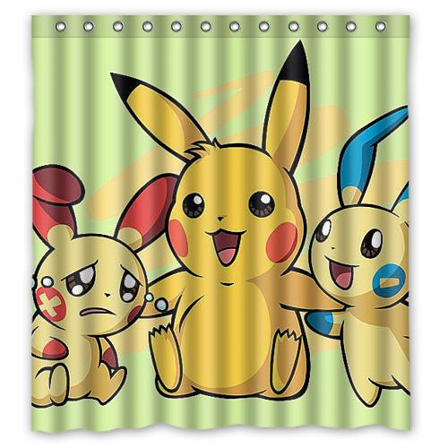 Aor Anime Pokemon Pikachu Custom Shower, Eevee Shower Curtain