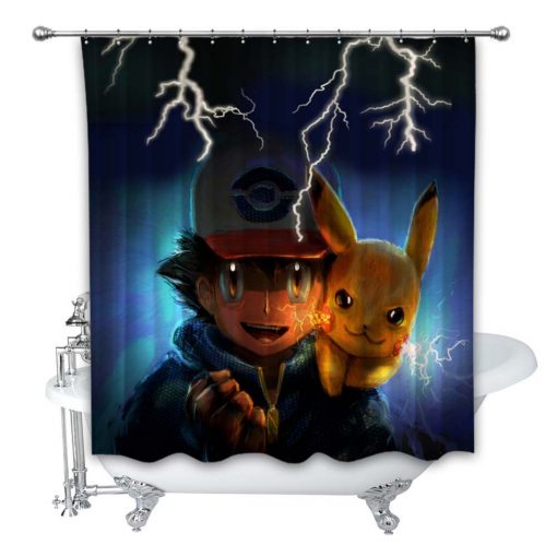 AOR Anime Pokemon Pikachu Custom Shower Curtain (AT) myshowercurtains