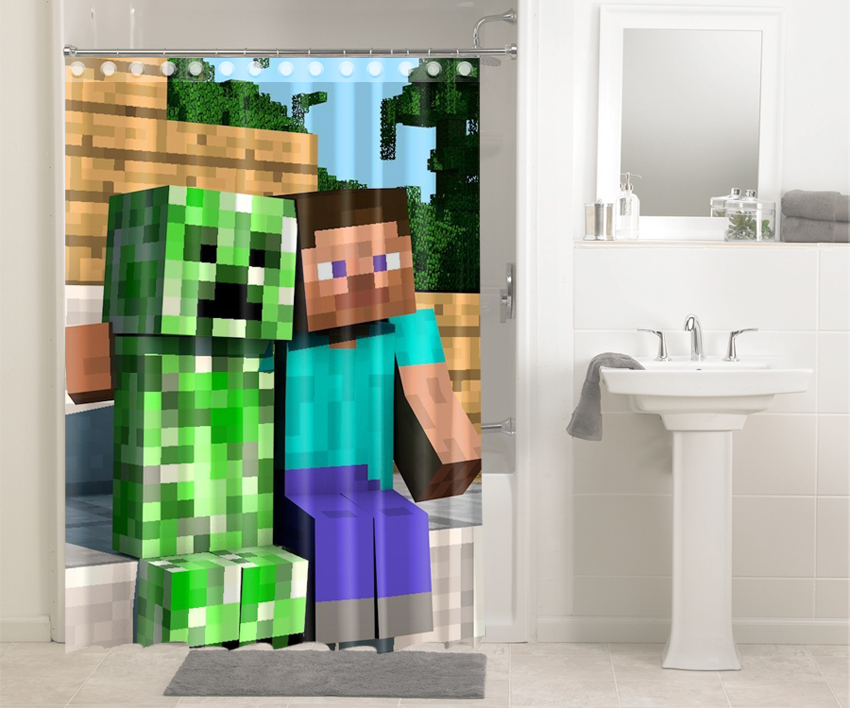 Minecraft Creeper Steve Friends Shower Curtain At Myshowercurtains