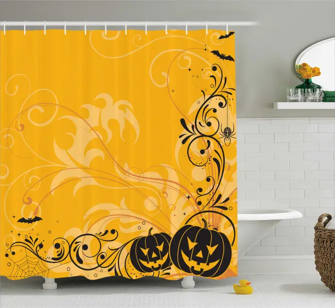 Pumpkins Bats Halloween Shower Curtain (AT) – myshowercurtains