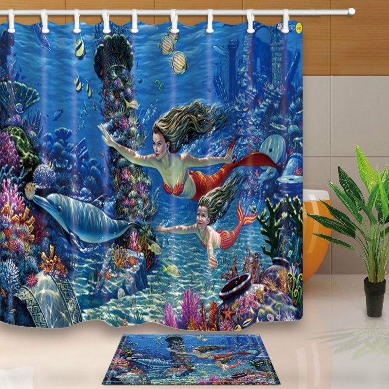 Underwater World Mermaid Shower Curtain (AT) – myshowercurtains