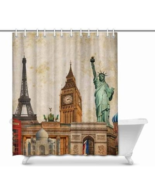 Liberty Eiffel Tower And Big Ben House Decor Shower Curtain At