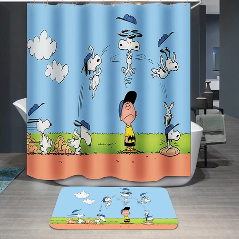 The Charlie Brown and Snoopy Show Peanuts Shower Curtain (AT)